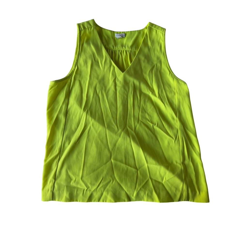 J.Crew Womens Neon Yellow Sleeveless V-Neck Blouse Top Chartreuse Size 8